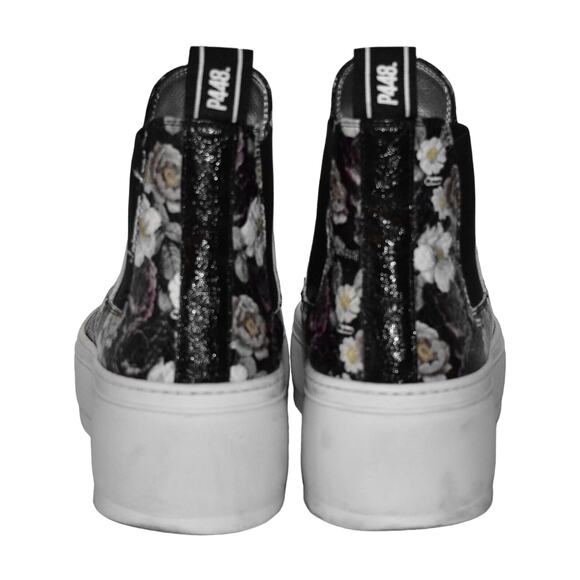 B2 Auth P448 Floral Printed Embossed Leather Hi Top Platform Sneakers Sz 39 $398 - Picture 4 of 8